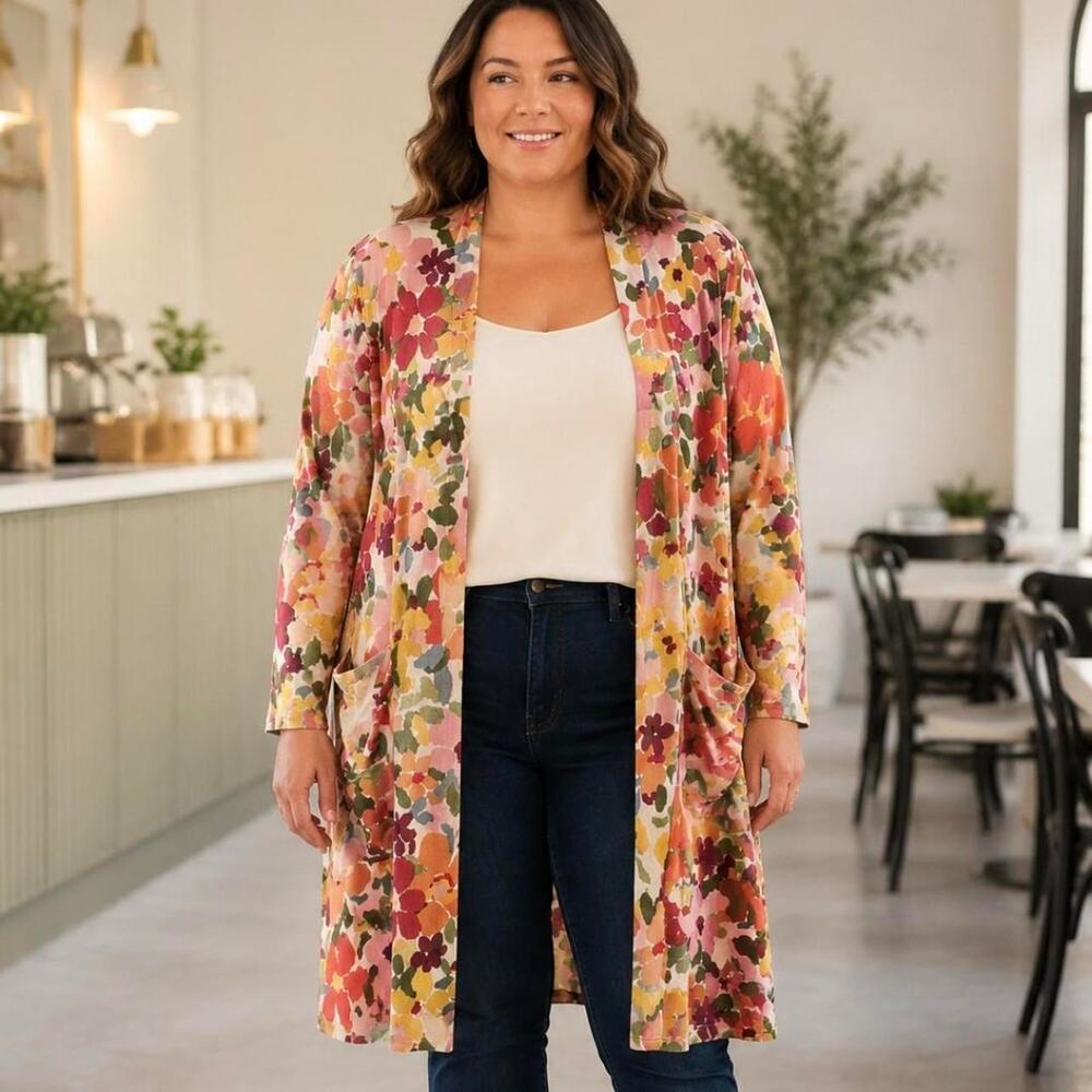 Celeste floral long cardigan 1x